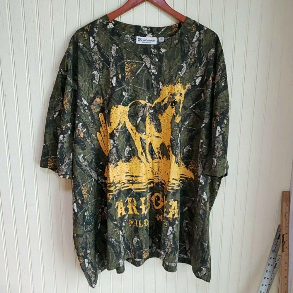 No Boundaries Shirt Juniors 5XL Green Camo Crew Neck Short Sleeve Arizona Horse